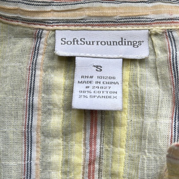 Soft Surroundings | Yellow Gauzy Striped Cotton Summer Beach Tunic size S - Picture 4 of 6